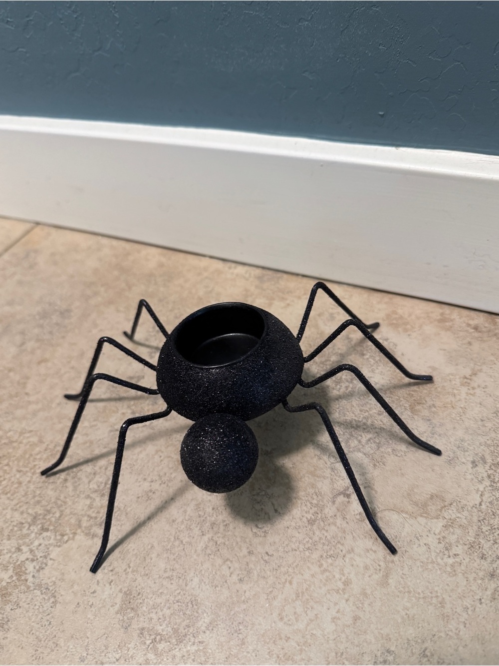 Pier 1 Glittered Spider Tealight Holder - Decorative Halloween Accent